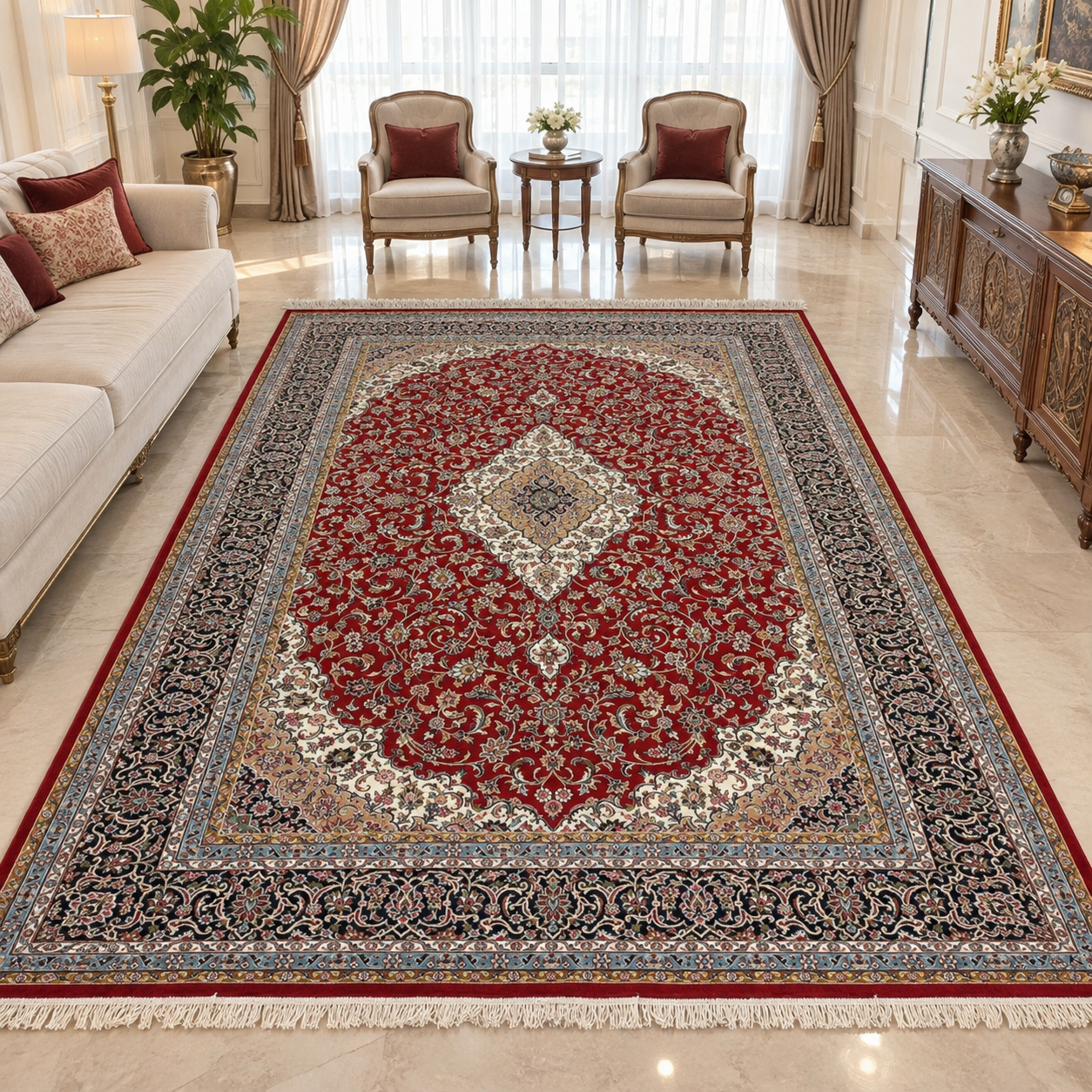 فرش کویر یزد کلکسیون ایساتیس کد U003 رنگ 8049