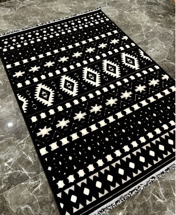 فرش پینترستی لونا کد 5306 سفید مشکی