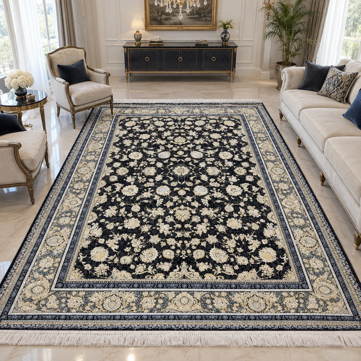 فرش عظیم زاده نقشه دنیز طلاکوب