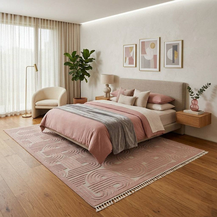 فرش پینترستی دلوکس صورتی کد 5104 مینیمال و مدرن