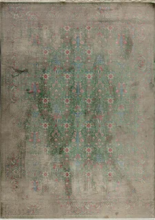 فرش هرمان کد hr188 رنگ کرم سبز