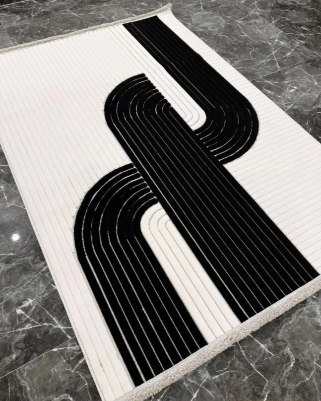 فرش پینترستی لونا کد 5310 سفید مشکی