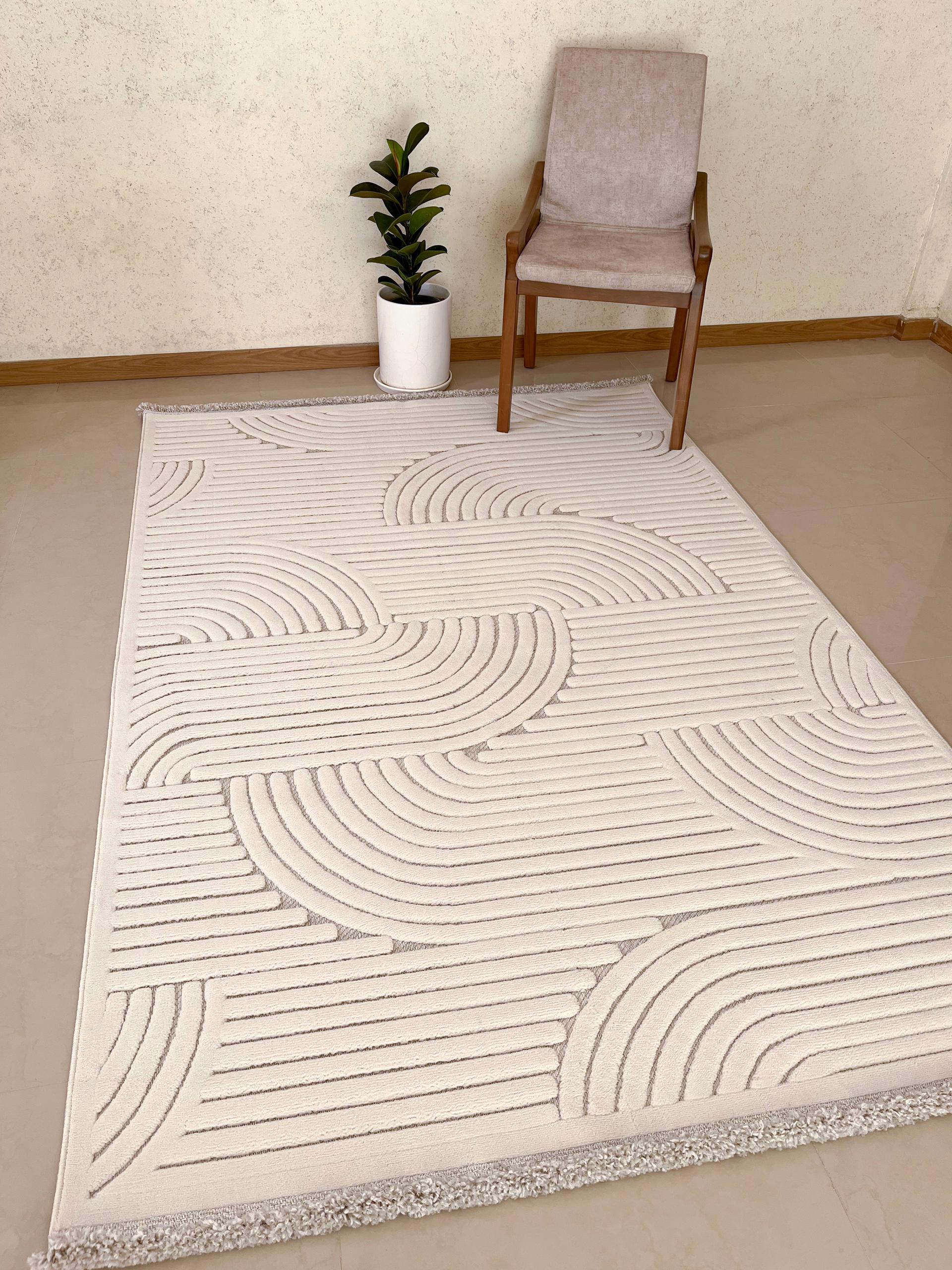 فرش پینترستی سفید کد 5120 مینیمال و مدرن