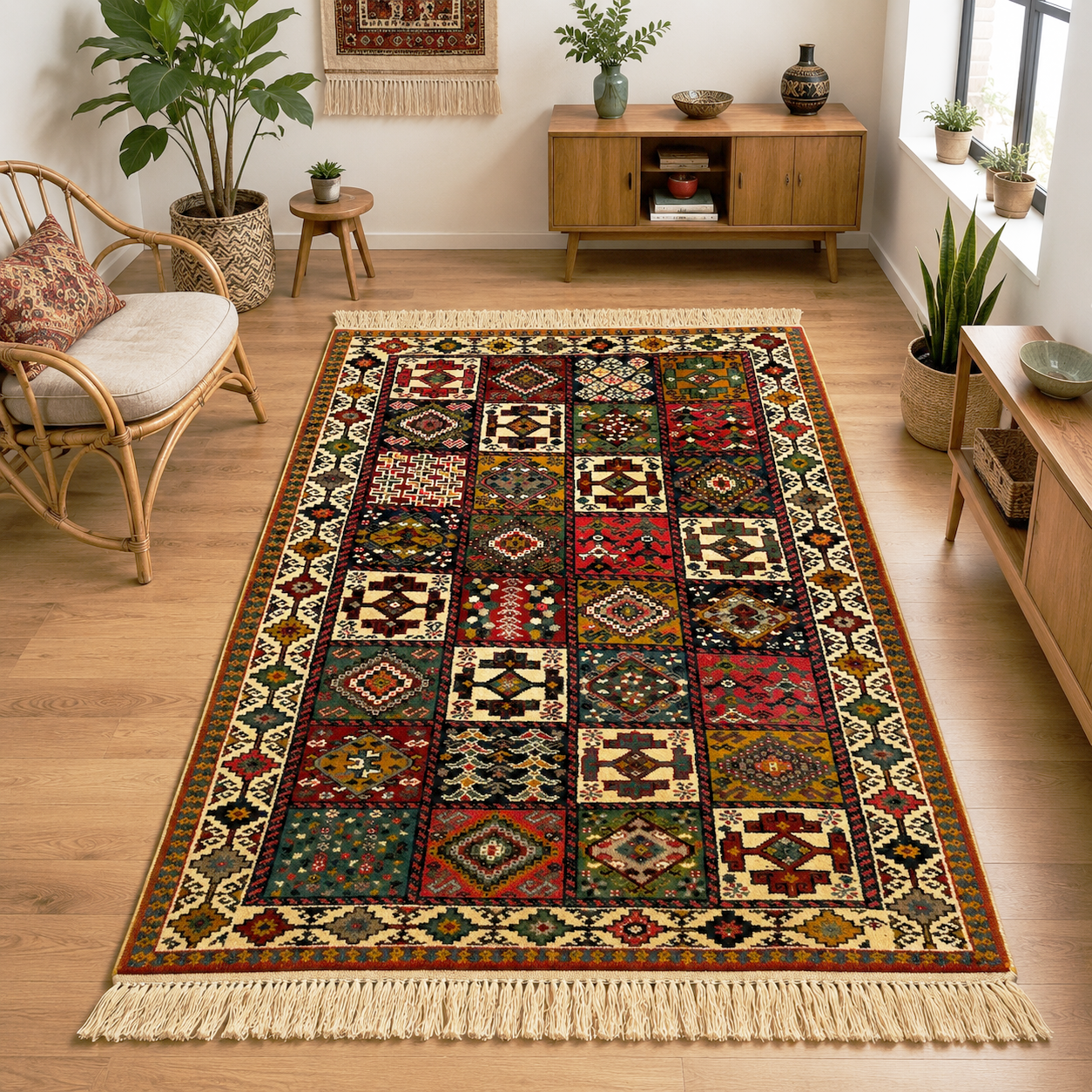 فرش دستبافت یلمه پشم رنگ گیاهی خشتی کد 107