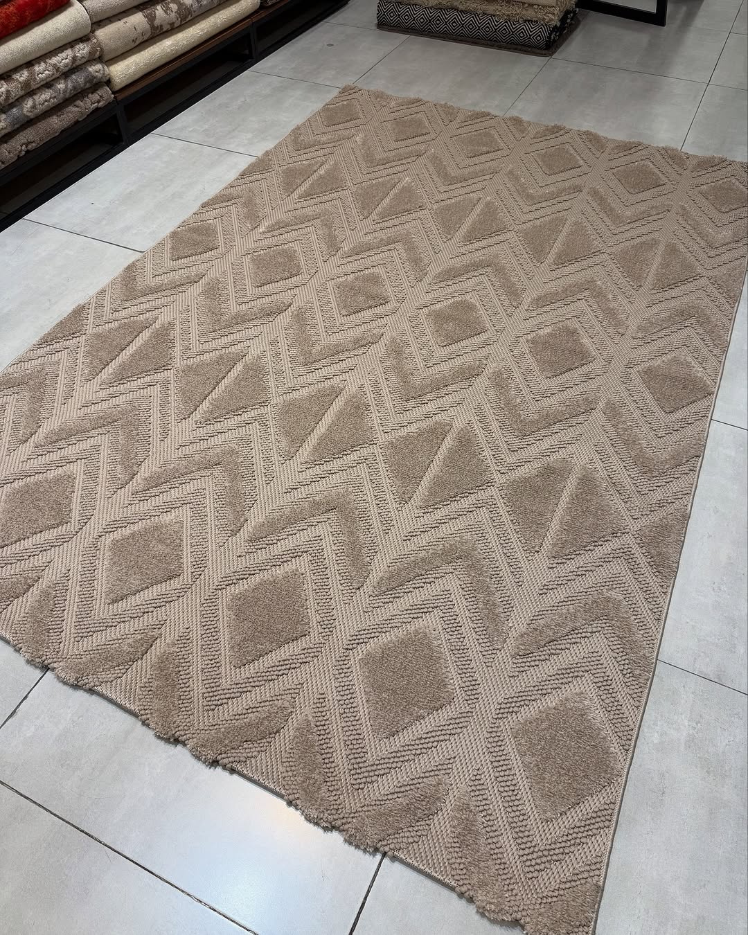 فرش شگی مراکشی تاپ لوپ نسکافه ای کد 1112