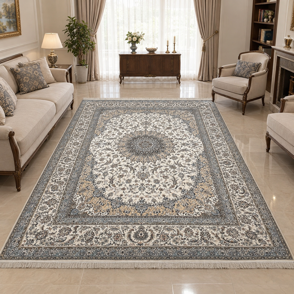 فرش کویر یزد کلکسیون زهره نوین کد H002 رنگ 1100