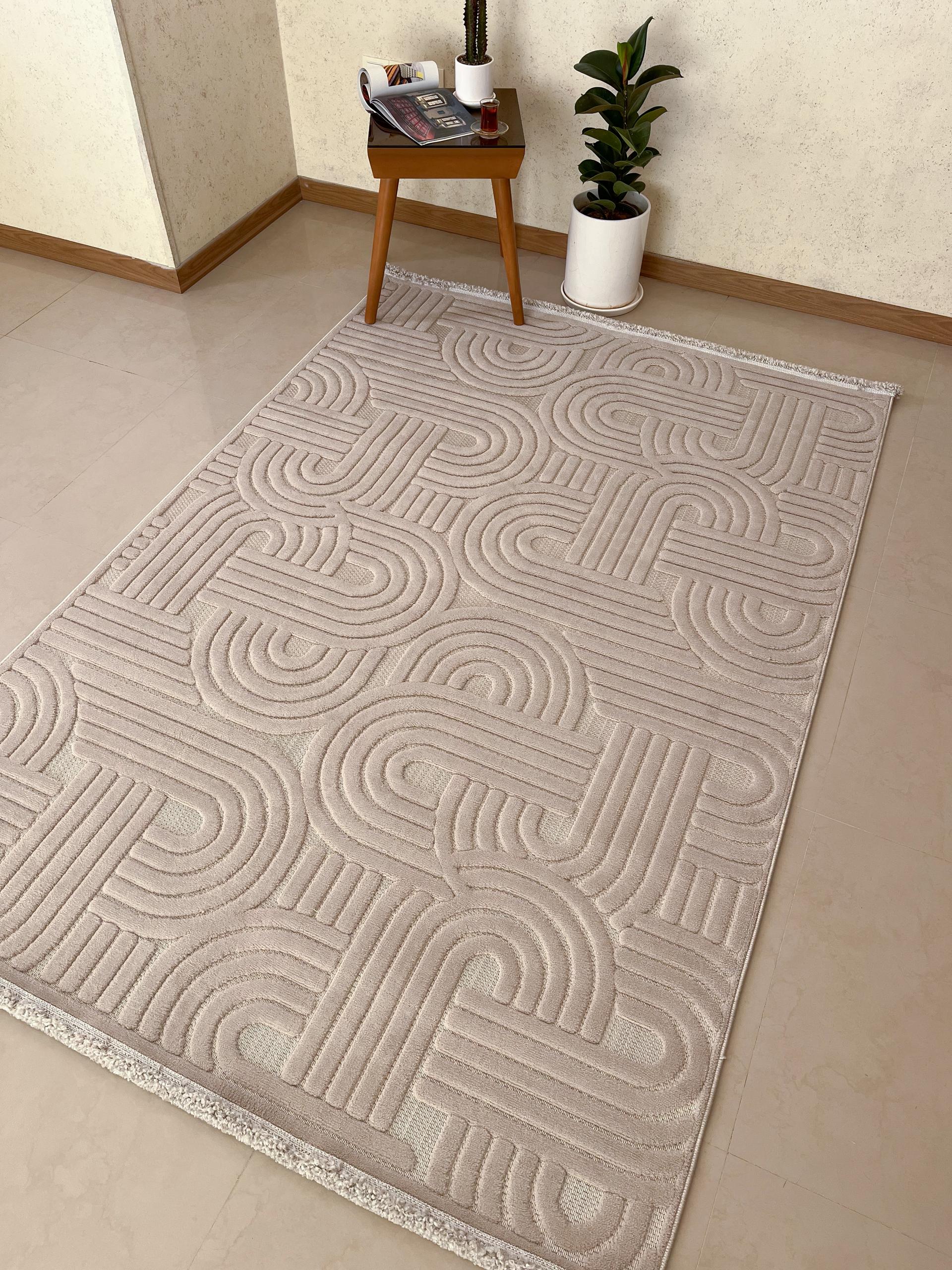 فرش پینترستی دلوکس موکا کد 5104 مینیمال و مدرن