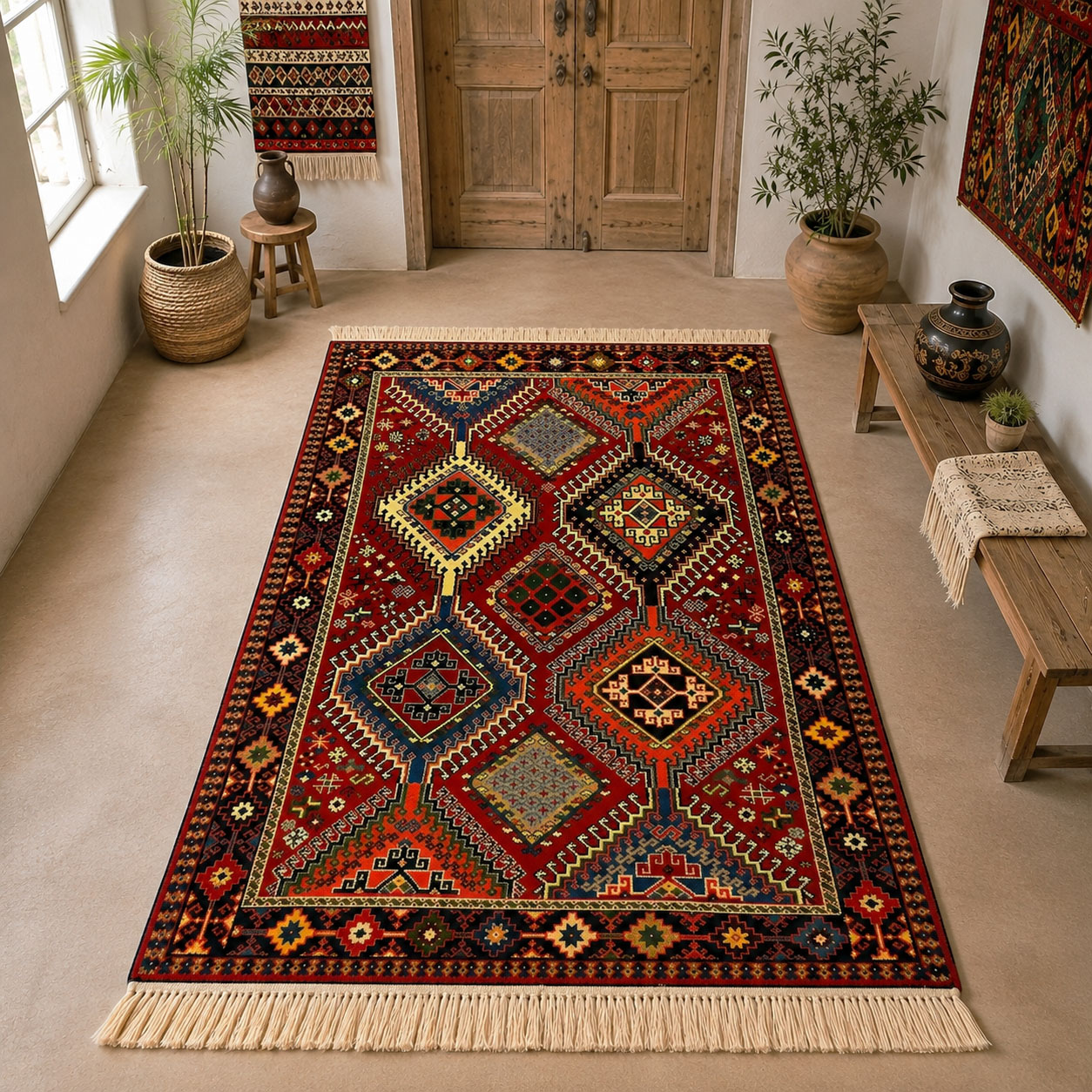 فرش دستبافت یلمه پشم رنگ گیاهی کد 106