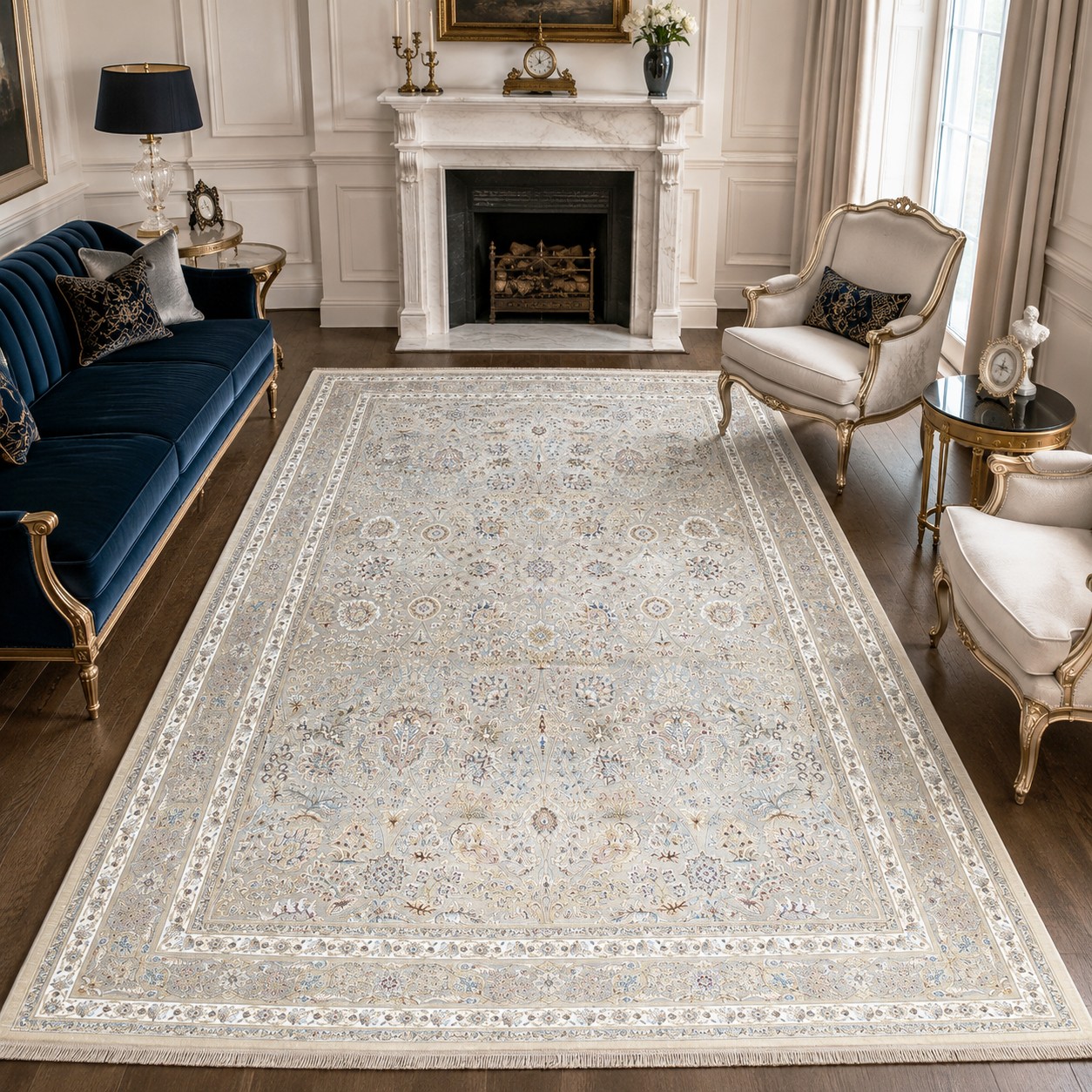 فرش قیطران مدل افسانه رنگ کرم نسکافه ای کد G527