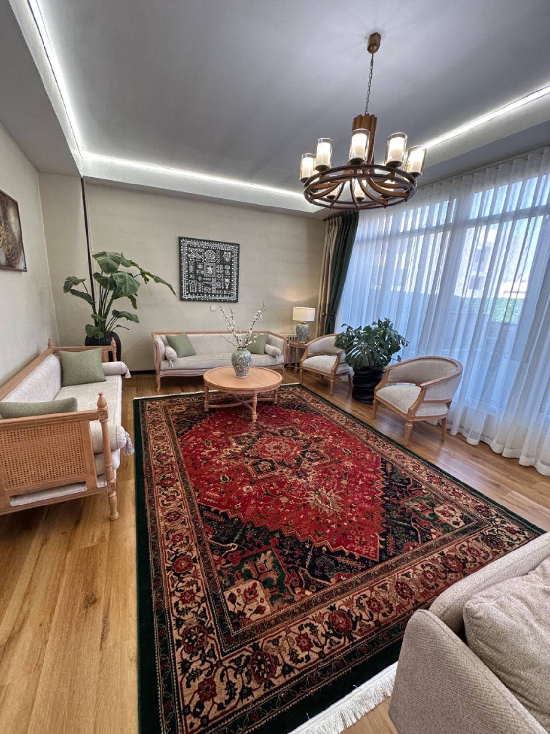 فرش گبه هریس کد ۵۲۸ رنگ لاکی سبز
