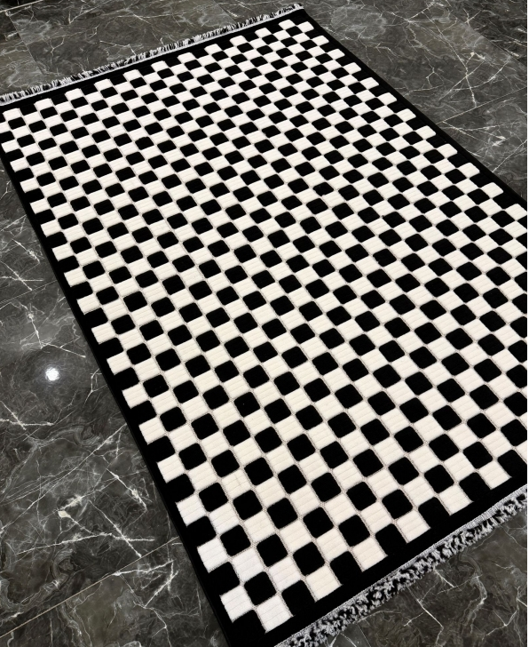 فرش پینترستی لونا کد 5308 سفید مشکی