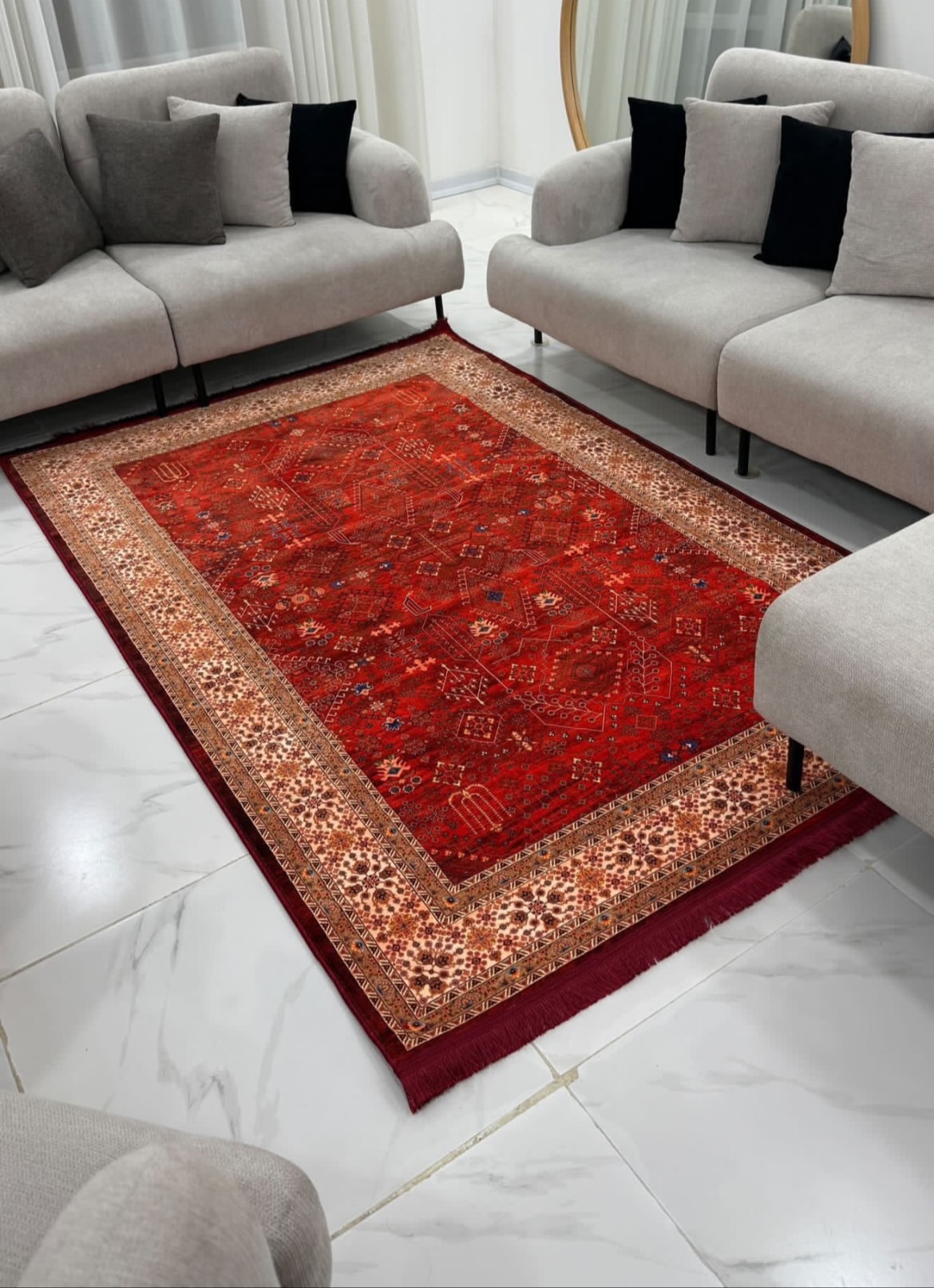 فرش ابریشمی نقشه سلطان آباد لاکی